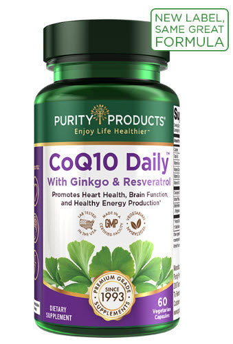 Purity Products CoQ10 Daily Super Boost with Ginkgo & Resveratrol - 60 Vegetarian Capsules