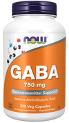 NOW Foods GABA Neurotransmitter Support Gamma-Aminobutyric Acid 750 mg - 100 Veg Capsules