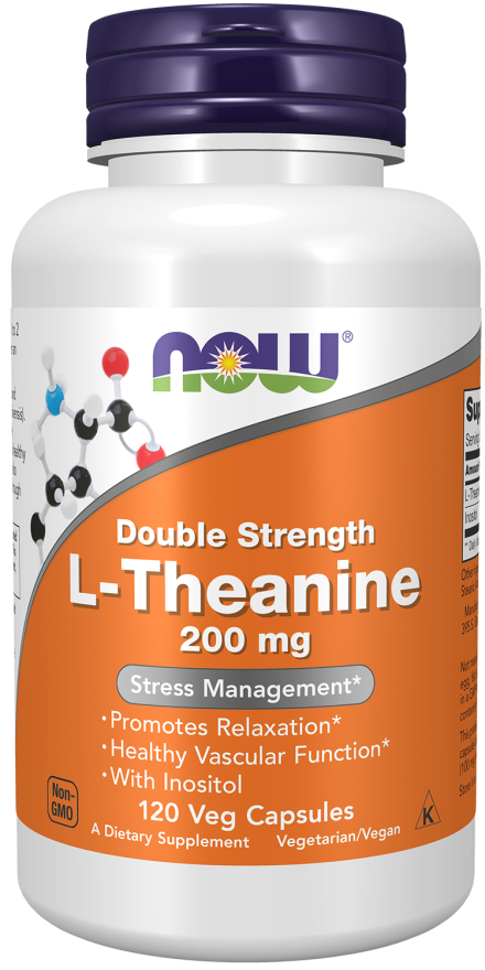 NOW Foods Double Strength L-Theanine Stress Management 200 mg - 120 Veg Capsules