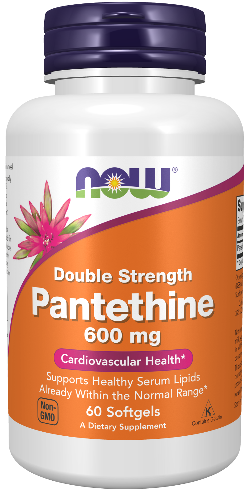 NOW Foods Double Strength Pantethine Cardiovascular Health 600 mg - 60 Softgels