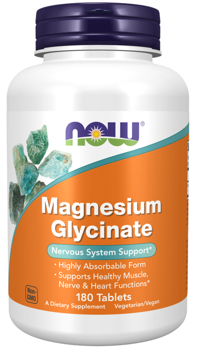 NOW Foods Magnesium Glycinate Nervous System Support - 180 Tablets