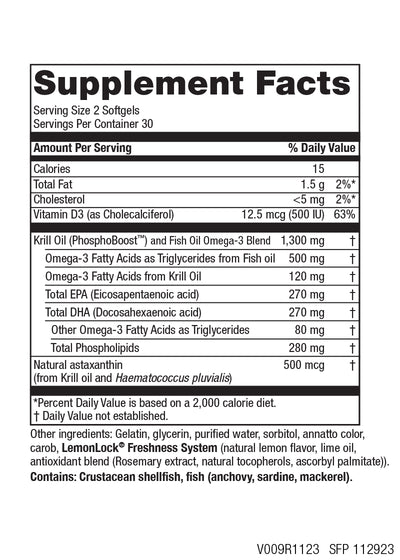 Krill Omega 50+® Krill Oil & Fish Oil Complex 1000mg (500mg Each) - Purity Products®