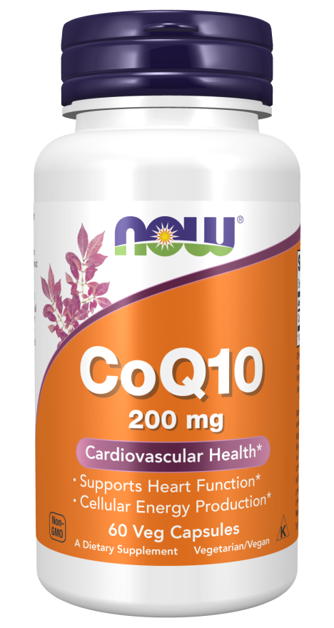 NOW Foods CoQ10 200 mg for Cardiovascular Health - 60 Veg Capsules