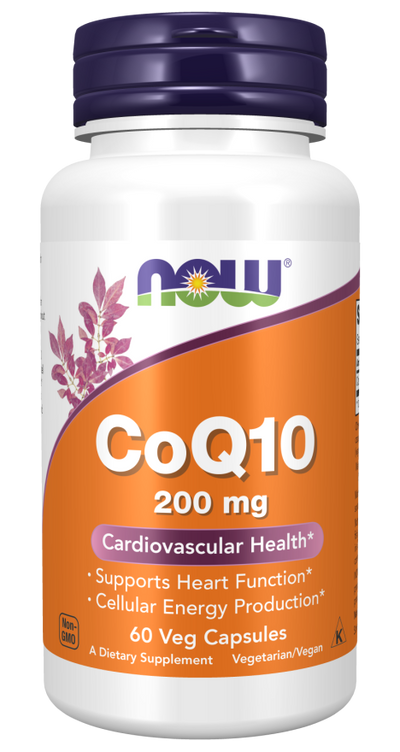NOW Foods CoQ10 200 mg for Cardiovascular Health - 60 Veg Capsules