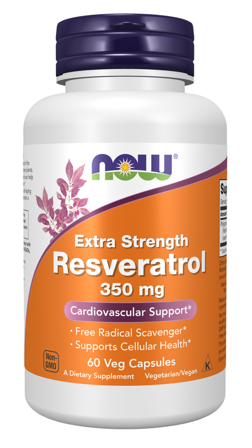NOW Foods Extra Strength Resveratrol 350 mg Cardiovascular Support - 60 Veg Capsules
