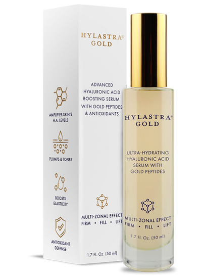 Purity Products Hylastra Gold Ultra-Hydrating Hyaluronic Acid Anti-Aging Serum with Gold Peptides - 1.7 Fluid Ounces