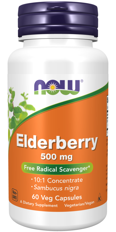 NOW Foods Elderberry Free Radical Scavenger 10:1 Concentrate 500 mg - 60 Veg Capsules