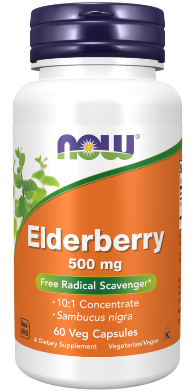 NOW Foods Elderberry Free Radical Scavenger 10:1 Concentrate 500 mg - 60 Veg Capsules