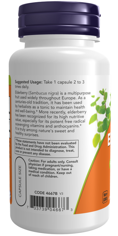 NOW Foods Elderberry Free Radical Scavenger 10:1 Concentrate 500 mg - 60 Veg Capsules