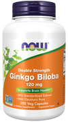 NOW Foods Double Strength Ginkgo Biloba Supports Brain Health 120 mg - 200 Veg Capsules