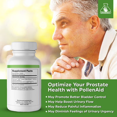 PollenAid Prostate Health Support | Helps Relieve Pain and Control Urinary Flow - 90 Tablets