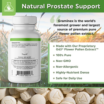 PollenAid® Premium Flower Pollen Extract for Natural Prostate Support by Graminex - 90 Tablets