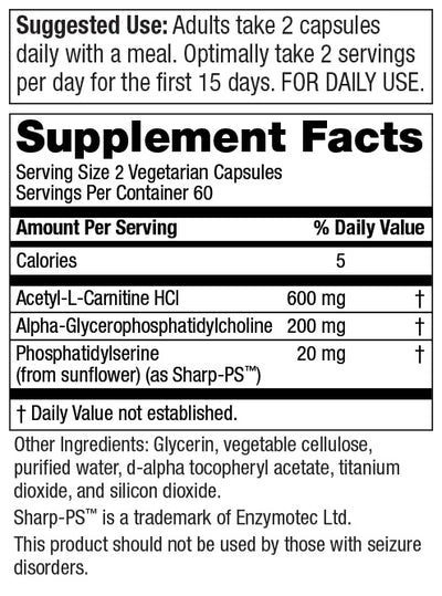 Purity Products Brain Vitality-GPC Super Formula - 120 Liquid Vegetarian Capsules