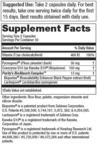 Purity Products Pycnogenol + CoQ10 Super Formula - 60 Capsules