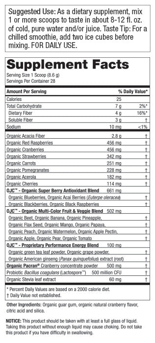 Purity Products OJC Plus Organic Juice Cleanse Super Formula Cranberry Cleanse - 240.8 Grams