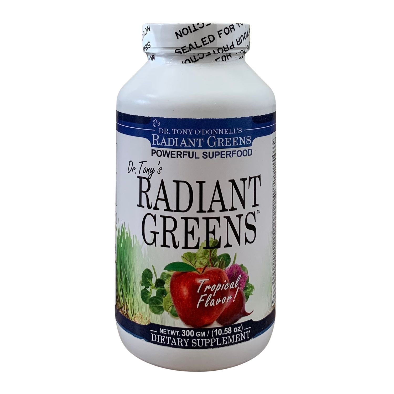 Dr. Tony O'Donnell's Radiant Greens Tropical Flavor | NON-GMO Superfood Powder Formulation - 9.6 Ounces