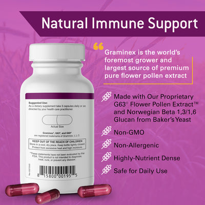 Graminex Pollimmune Flower Pollen Extract with Beta 1,3/1,6 Glucan - 90 Vegetarian Capsules